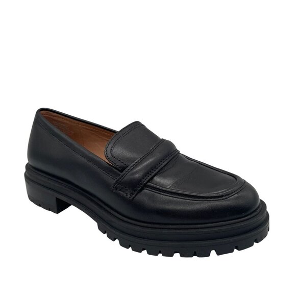 Madewell $158 The Bradley Lugsole Loafer Flats Black Leather Sz 7.5 NG674 Preppy - Picture 2 of 11